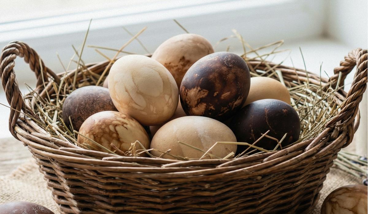 miten kananmunat värjätään kahviksi